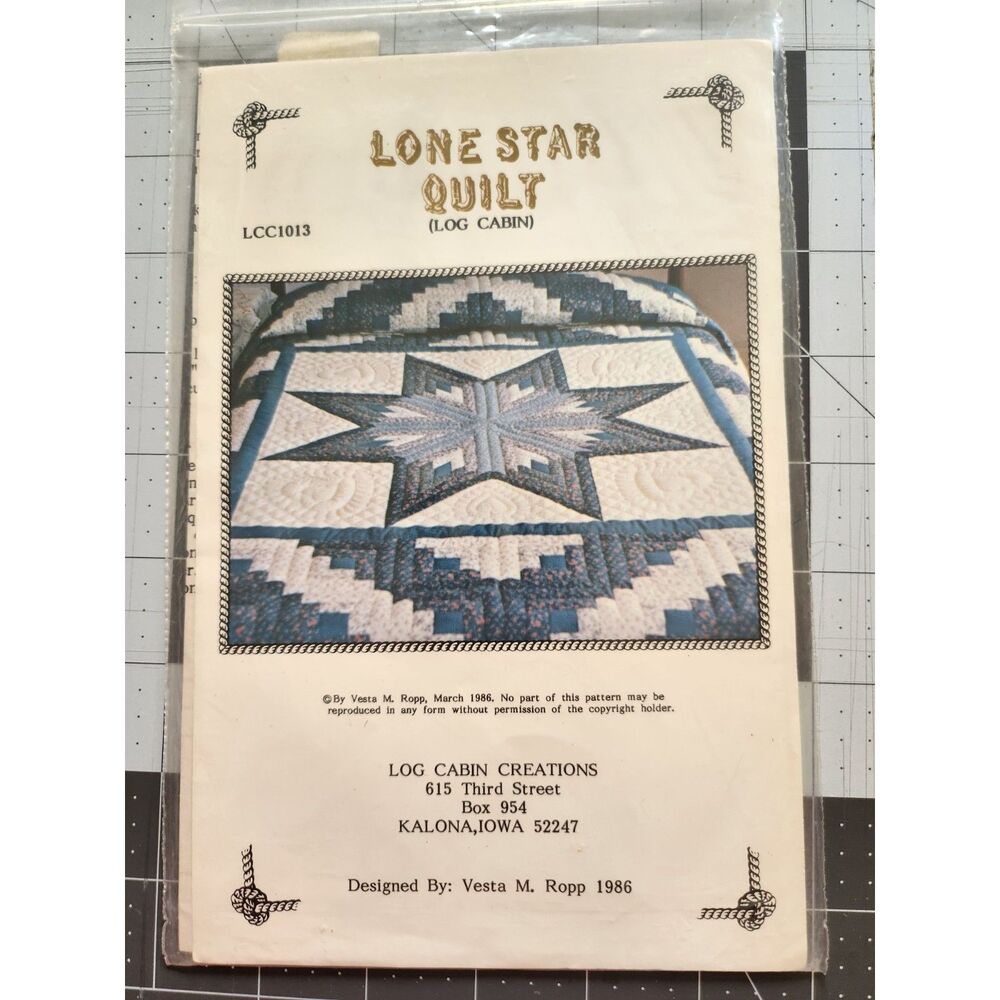 Vintage "Lone Star Quilt (Log Cabin)" designed by Vesta M. Ropp B33
